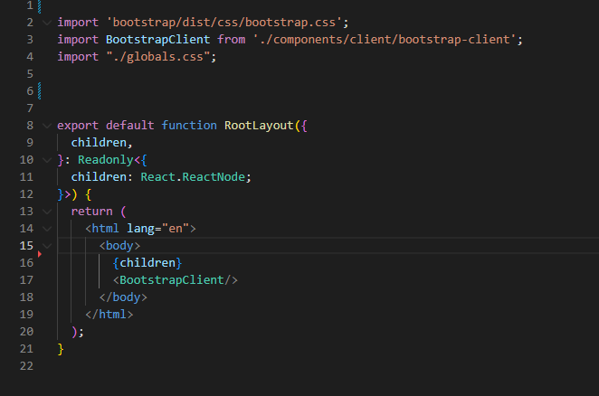 Add BootstrapClient to RootLayout